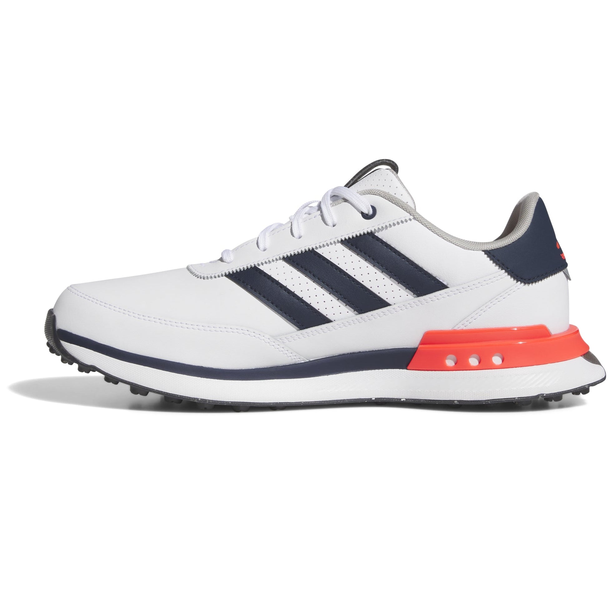 adidas S2G Leather Spikeless Golf Shoes - Cloud White / Collegiate Navy / Lucid Red