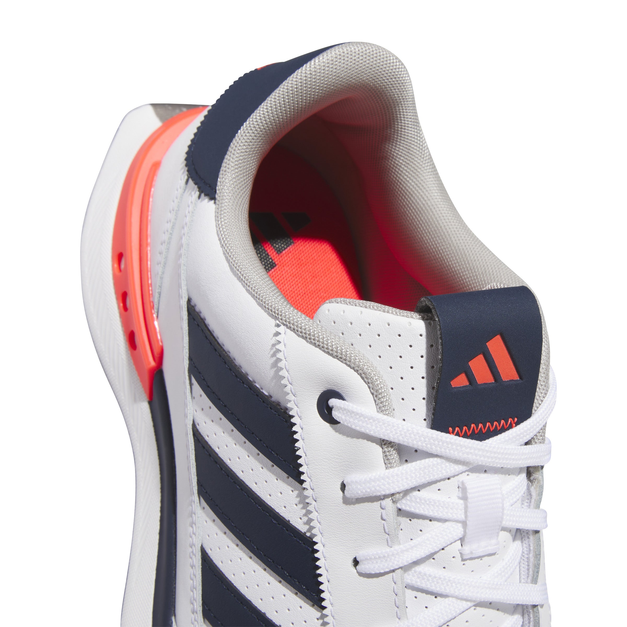 adidas S2G Leather Spikeless Golf Shoes - Cloud White / Collegiate Navy / Lucid Red