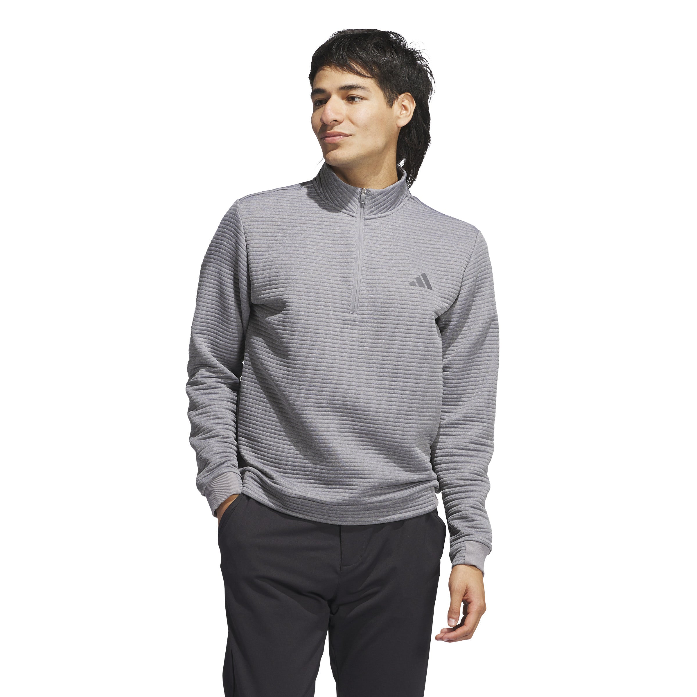 adidas Ultimate365 Dwr Textured Quarter Zip Sweatshirt - Grey Three / White