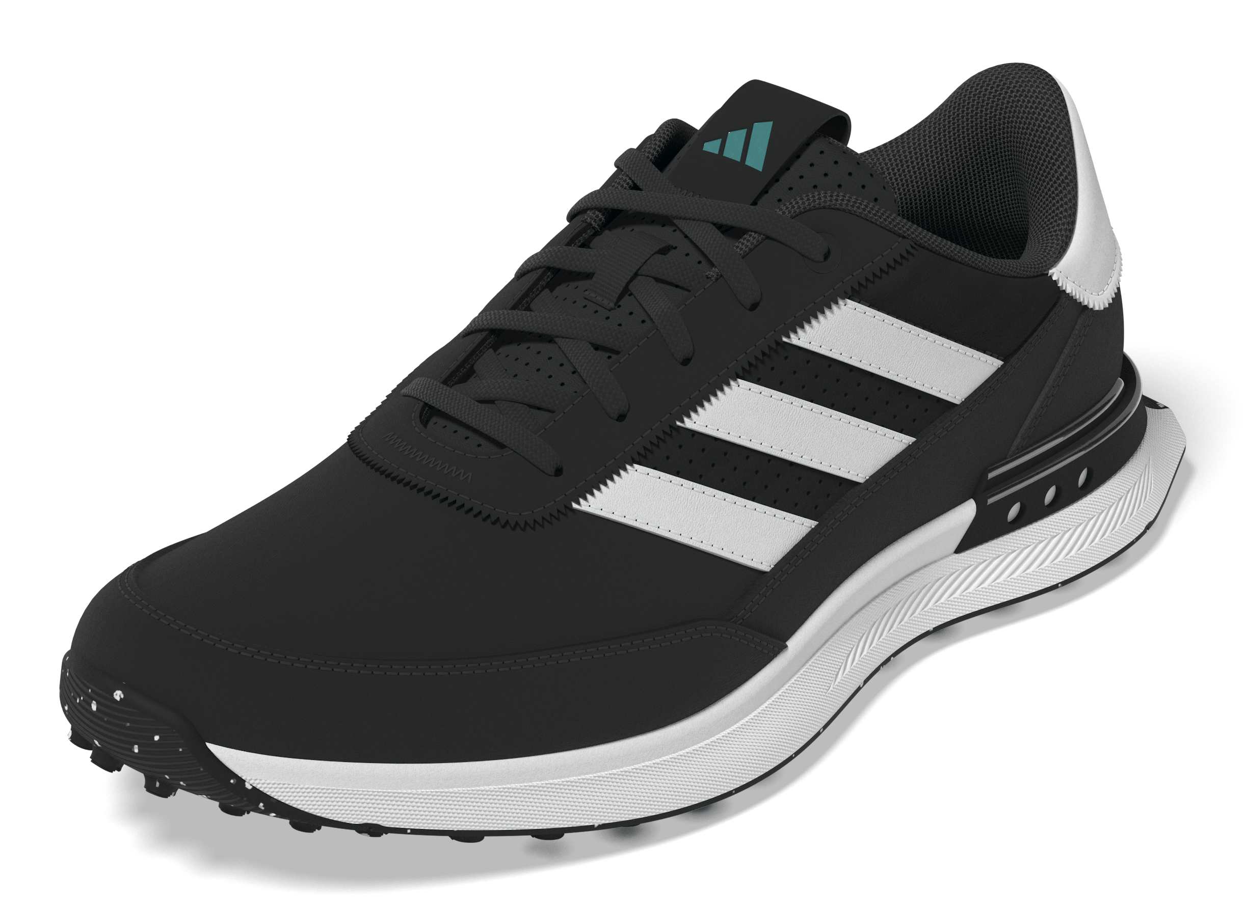 adidas S2G Leather Spikeless Golf Shoes - Core Black / Cloud White / Pure Teal