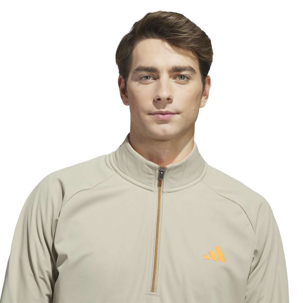 adidas DWR Ultimate365 1/4 Zip Golf Wind Jacket - Wonder Cargo / Lucid Orange