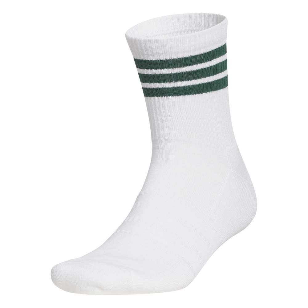 adidas Half Crew 3-Stripe Golf Socks - White / Collegiate Green