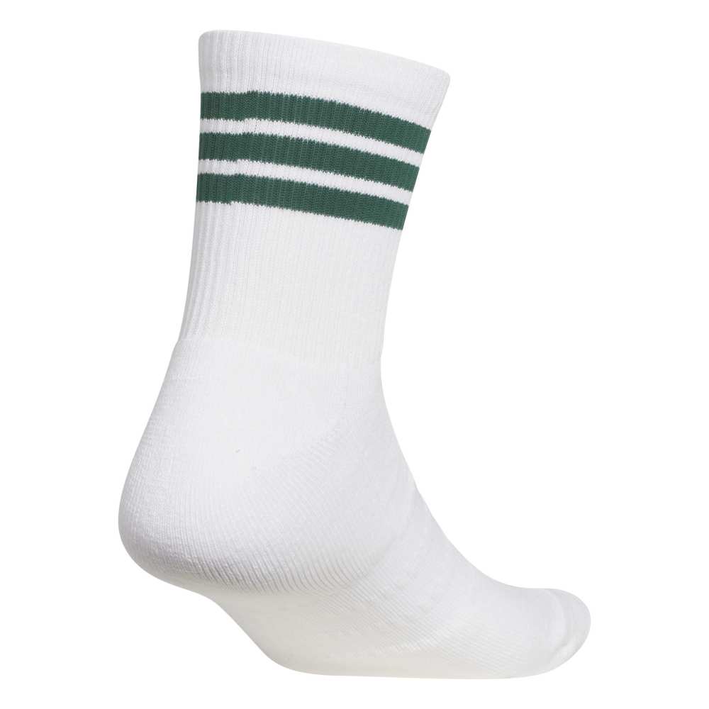 adidas Half Crew 3-Stripe Golf Socks - White / Collegiate Green