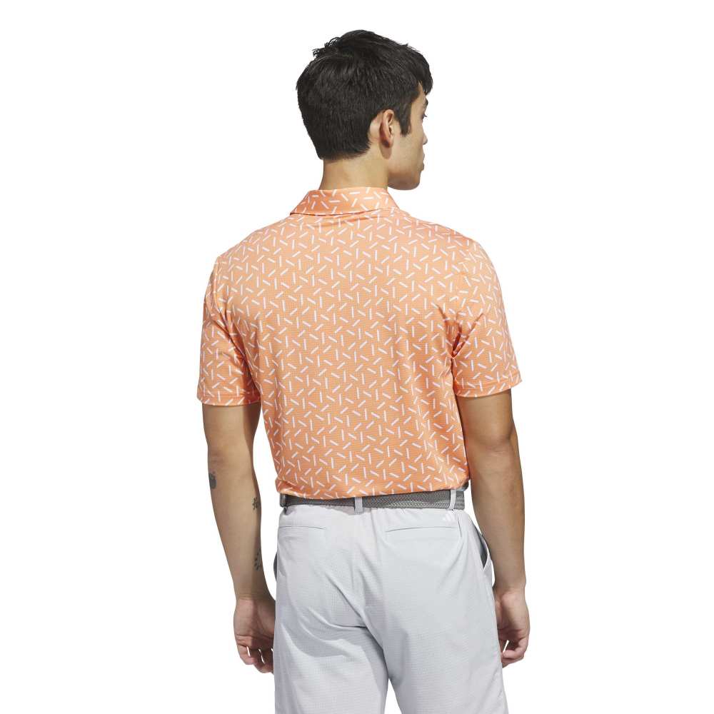 adidas Ultimate365 Mesh Print Climacool Golf Polo Shirt - Dusky Orange
