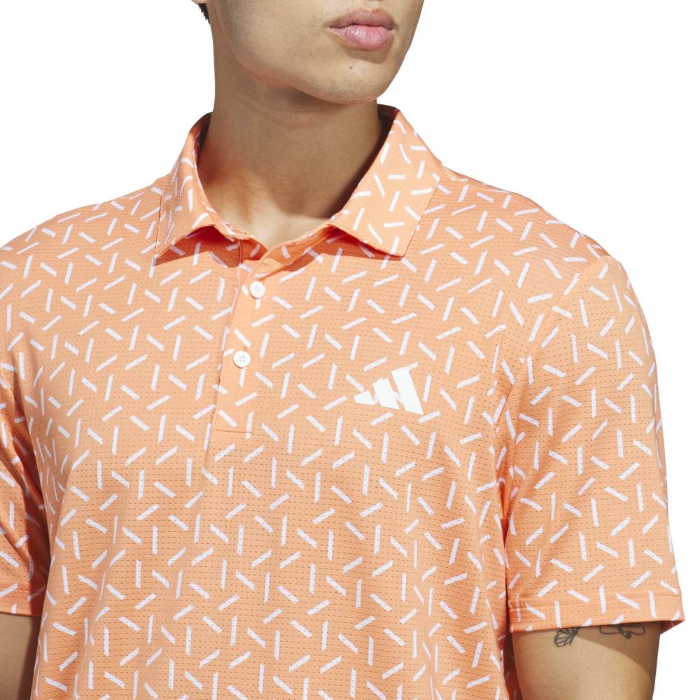 adidas Ultimate365 Mesh Print Climacool Golf Polo Shirt - Dusky Orange - adidas