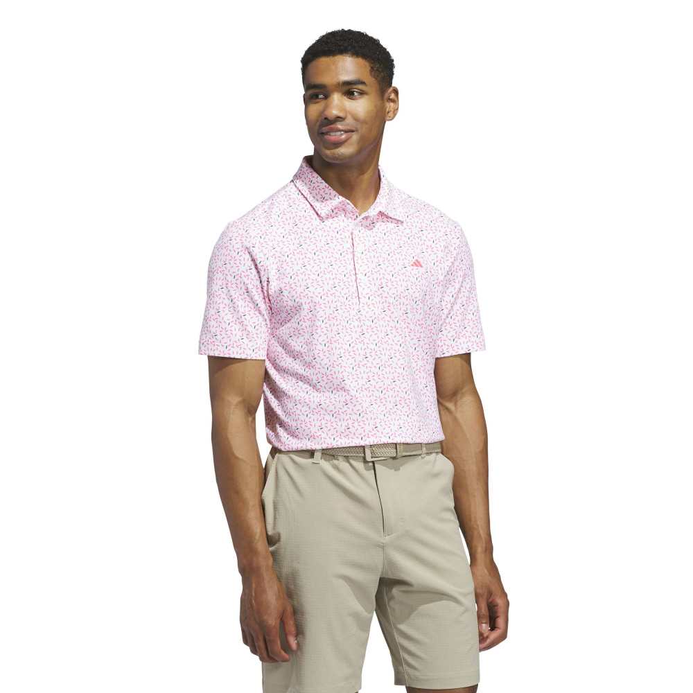 adidas Golf Ultimate365+ Soft Print Shirt - White / Lucid Pink