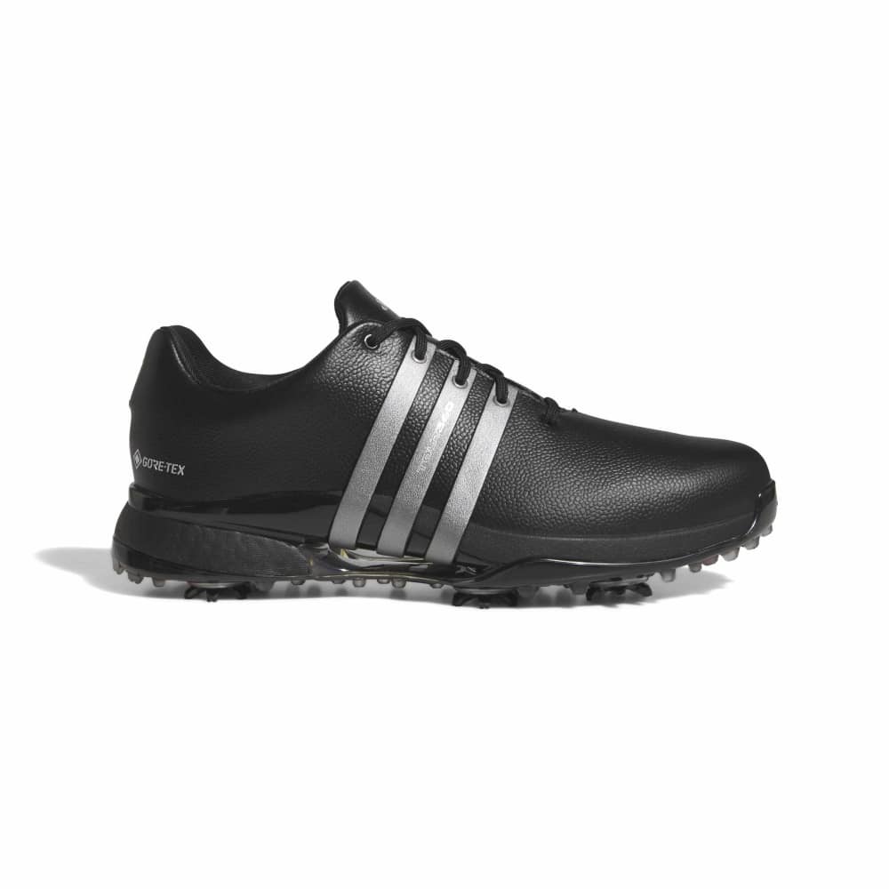 adidas Tour360 Gore-Tex Spiked Golf Shoes - Black / Iron / Lucid Red - adidas