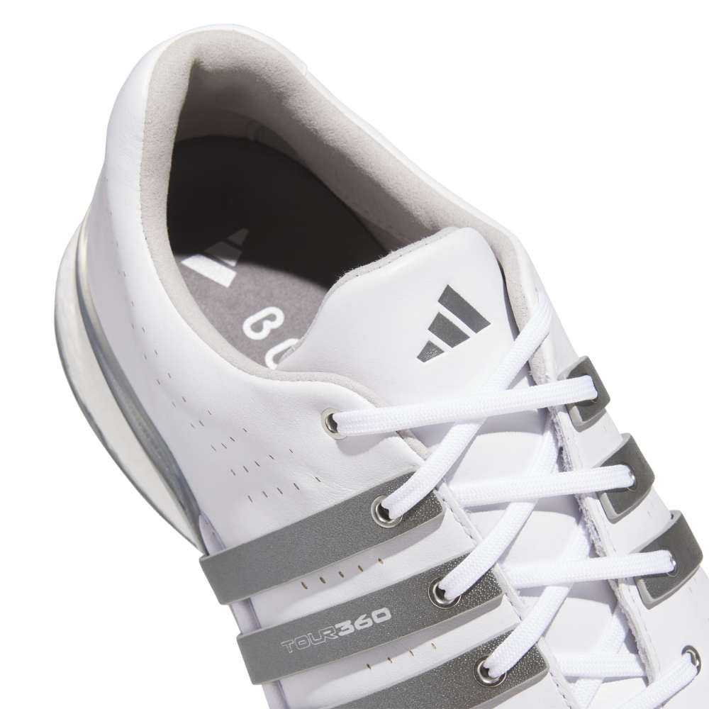 adidas Tour 360 Spiked Golf Shoes - White / Iron Met / Silver Met