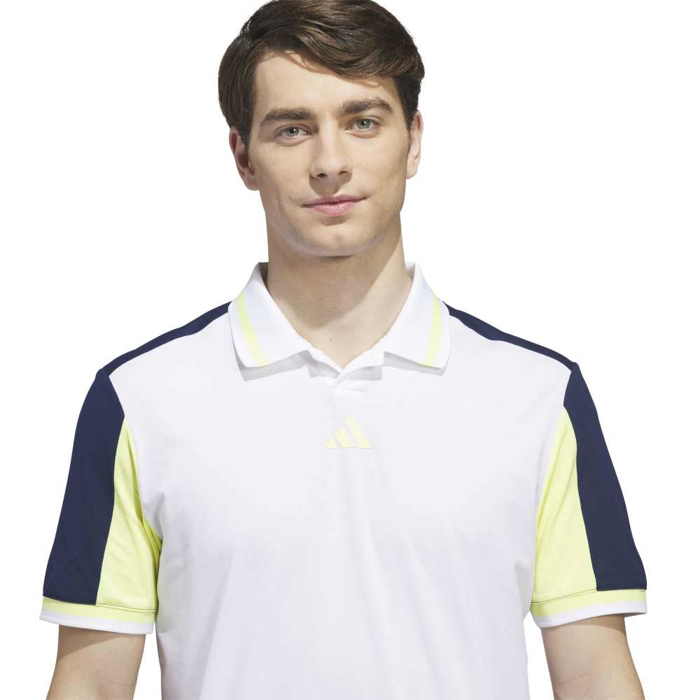 adidas BTC Twistknit Golf Polo Shirt - White / Frozen Lemon - adidas