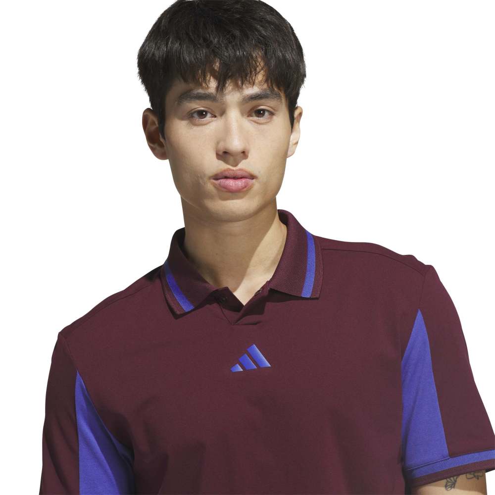 adidas BTC Twistknit Golf Polo Shirt - Maroon / Dual Indigo - adidas