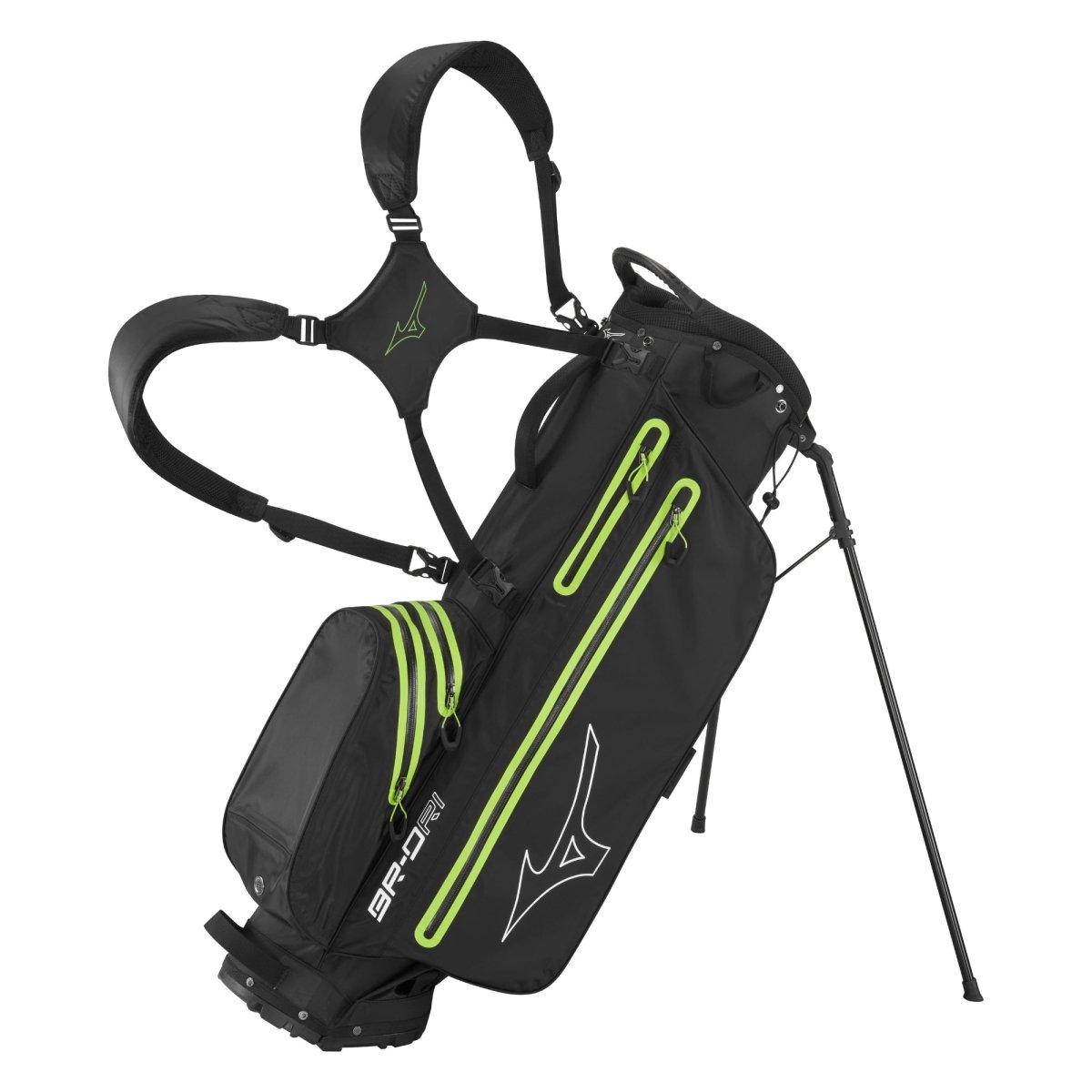 Mizuno BR - DRI Waterproof Golf Stand Bag - Black / Green - Mizuno