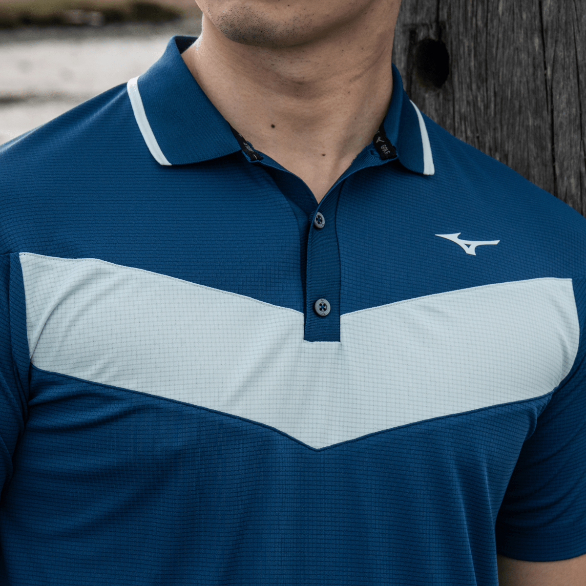 Mizuno Block Interlock Golf Polo Shirt - Sailor Blue - Mizuno