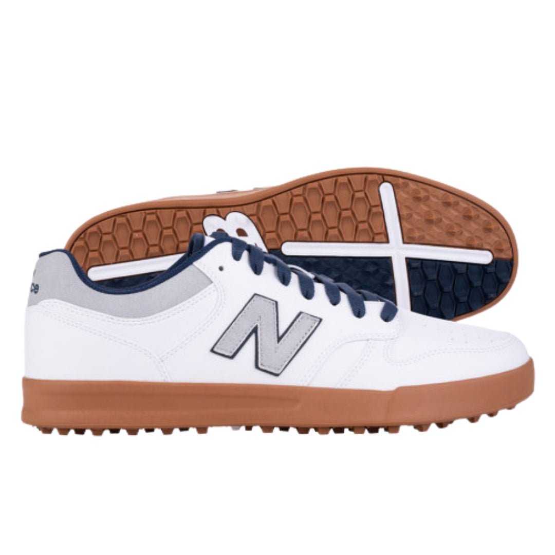 New Balance 480 SL Spikeless Golf Shoe - White / Brown - New Balance