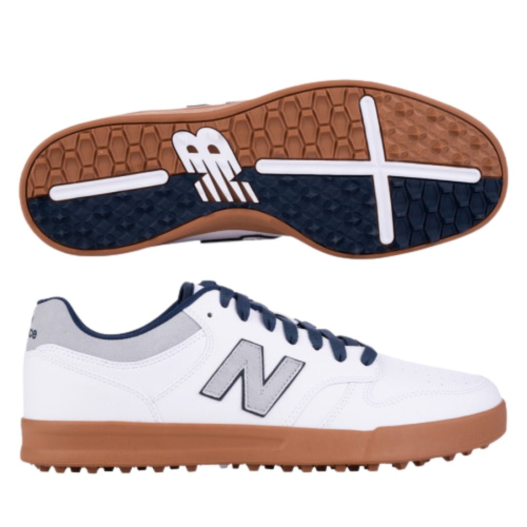 New Balance 480 SL Spikeless Golf Shoe - White / Brown - New Balance