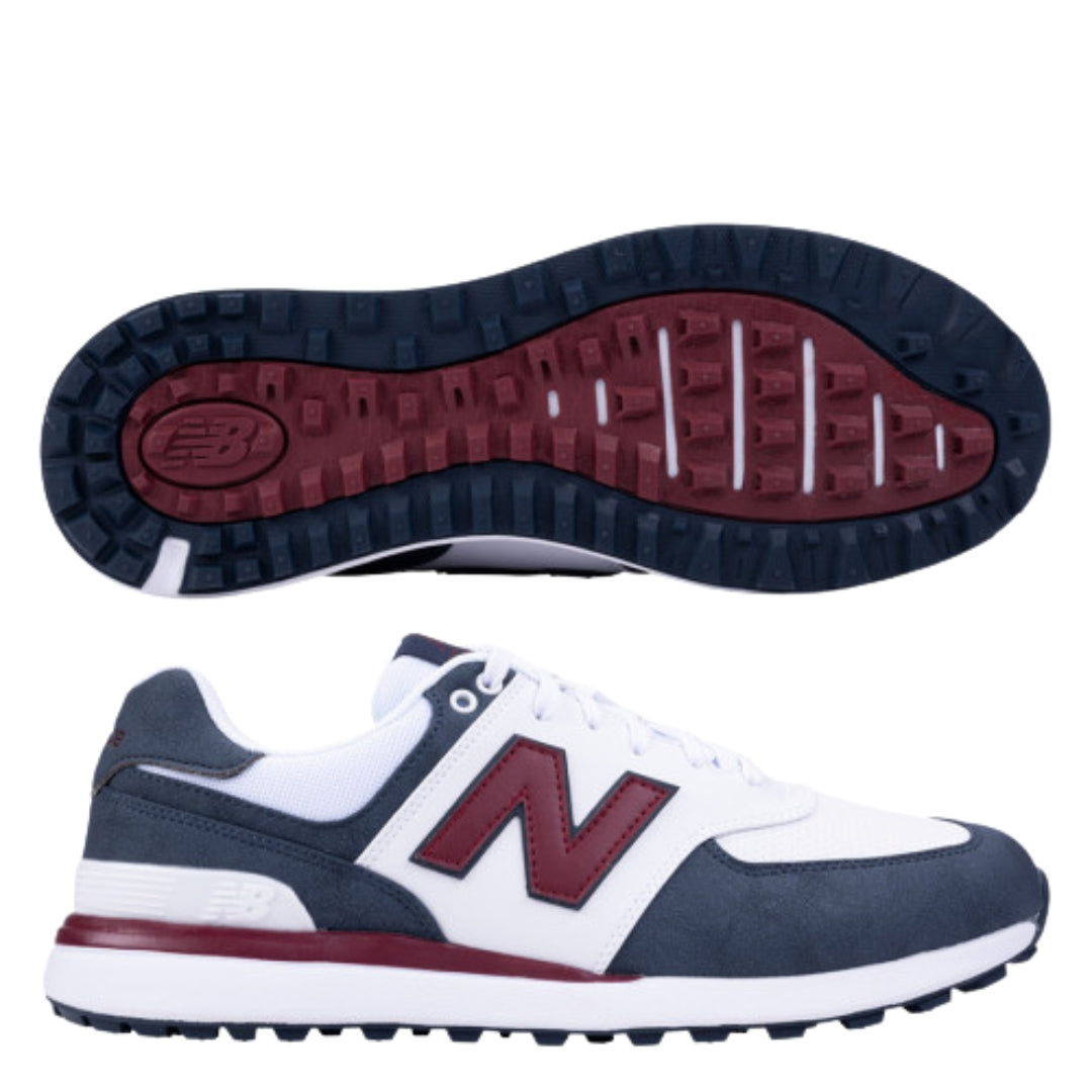 New Balance 574 Green V2 SL Spikeless Golf Shoe - Blue / White / Red