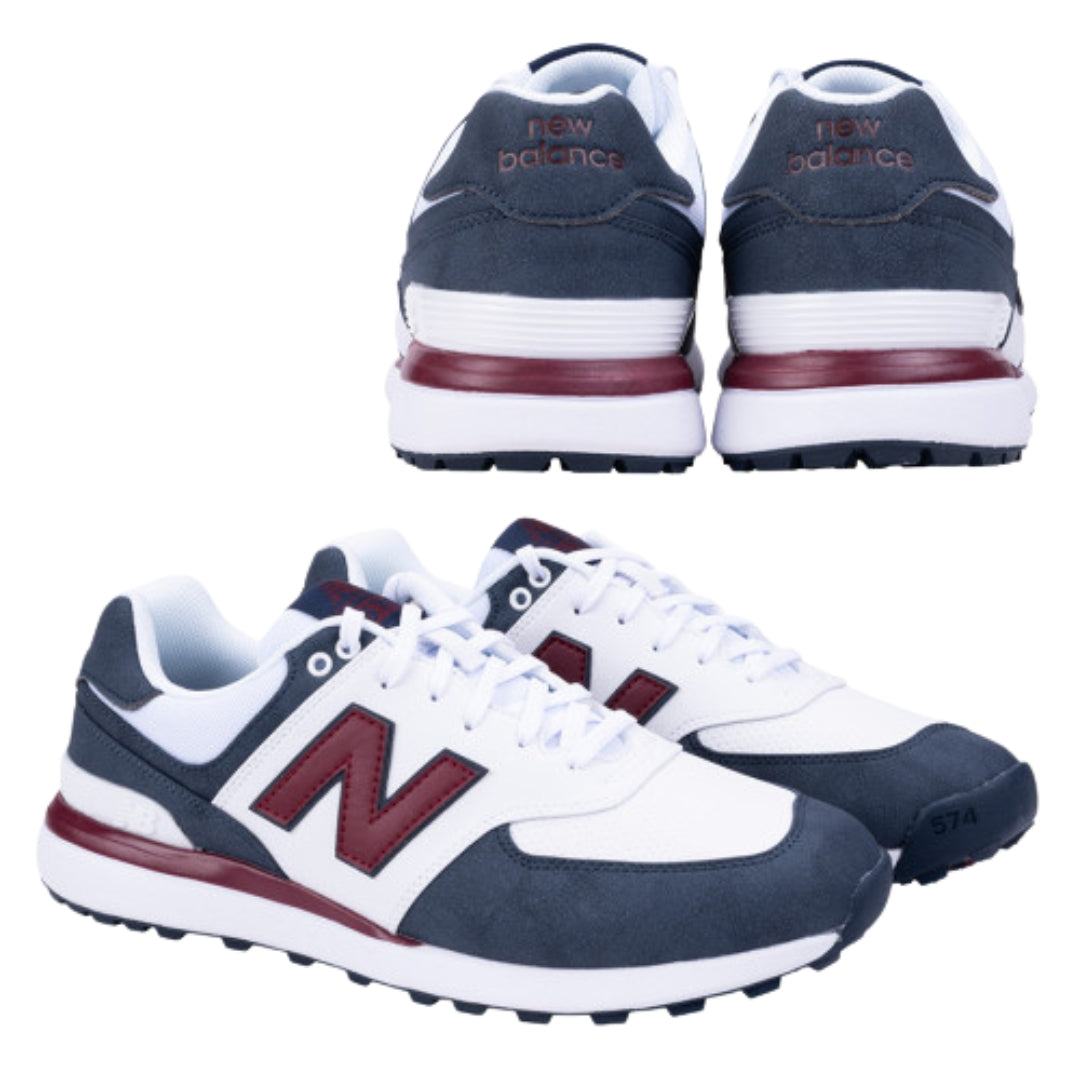 New Balance 574 Green V2 SL Spikeless Golf Shoe - Blue / White / Red