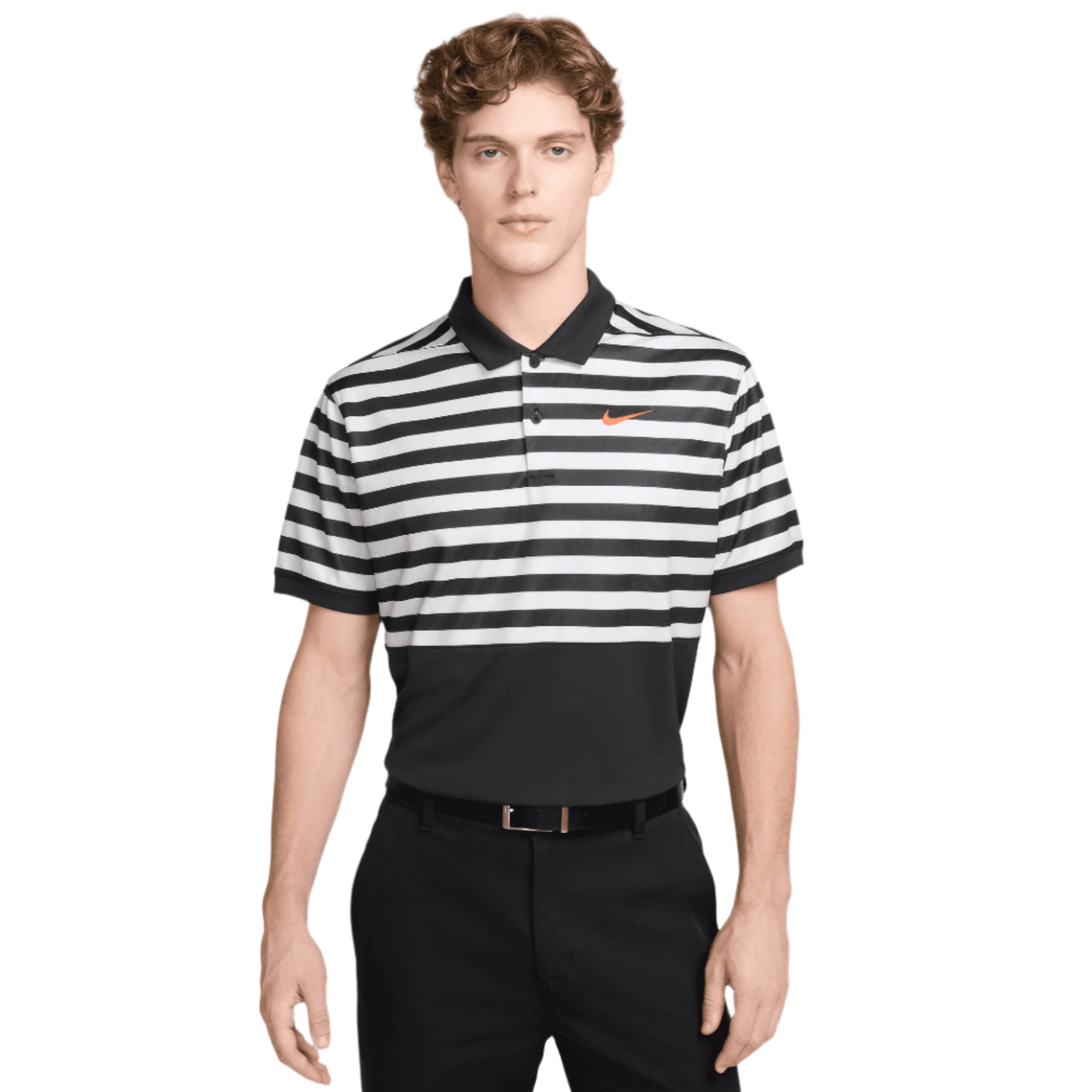 Nike Dri-Fit Victory+ Mens Blocked Polo Shirt - Black/Team Orange