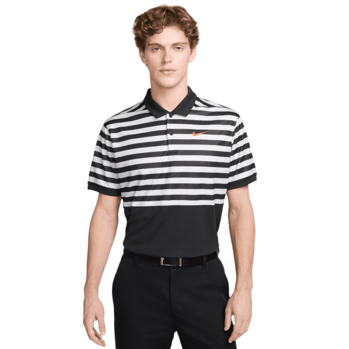 Nike Dri - Fit Victory+ Mens Blocked Polo Shirt - Black/Team Orange - Nike Golf