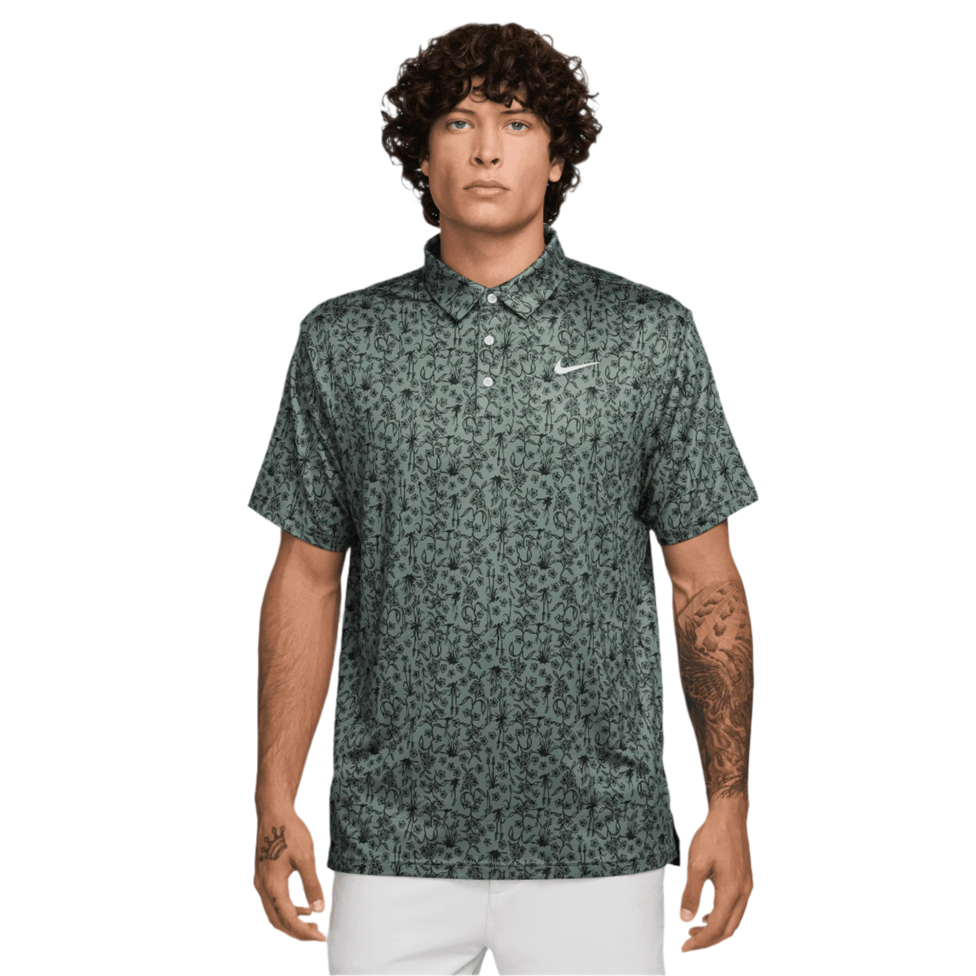 Nike Dri Fit Tour Poa Print - Clay Green