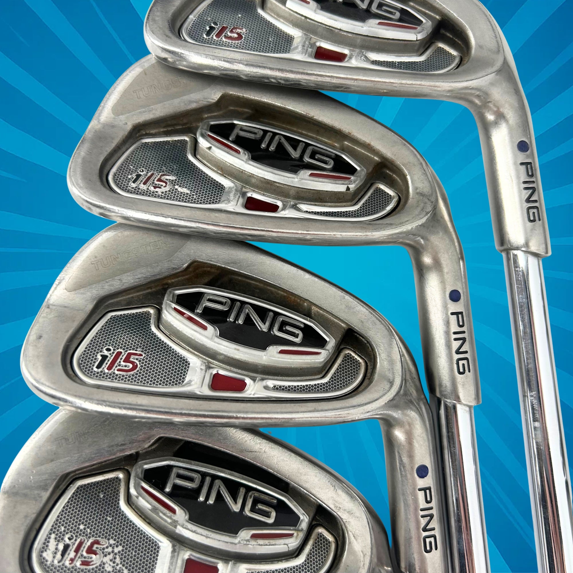 Ping i15 Irons / 3-PW / Blue Dot / Ping AWT Steel Shaft / Stiff
