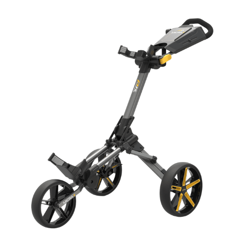 PowaKaddy Micra Push Trolley - Yellow / Gun Metal - PowaKaddy