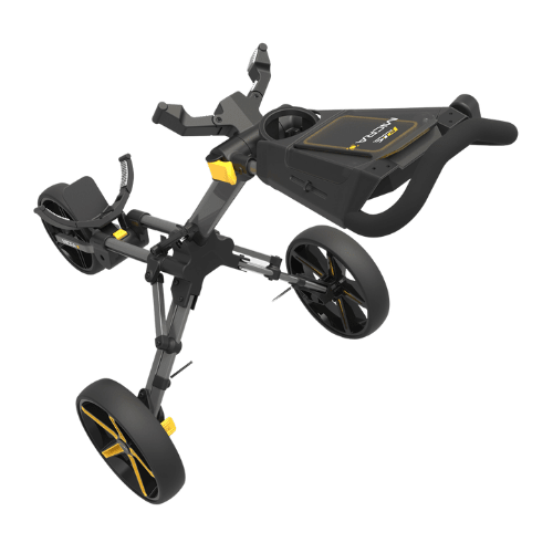 PowaKaddy Micra Push Trolley - Yellow / Gun Metal - PowaKaddy