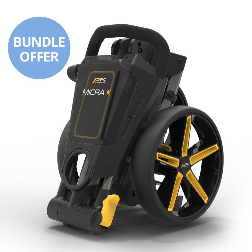 PowaKaddy Micra Push Trolley - Yellow / Gun Metal