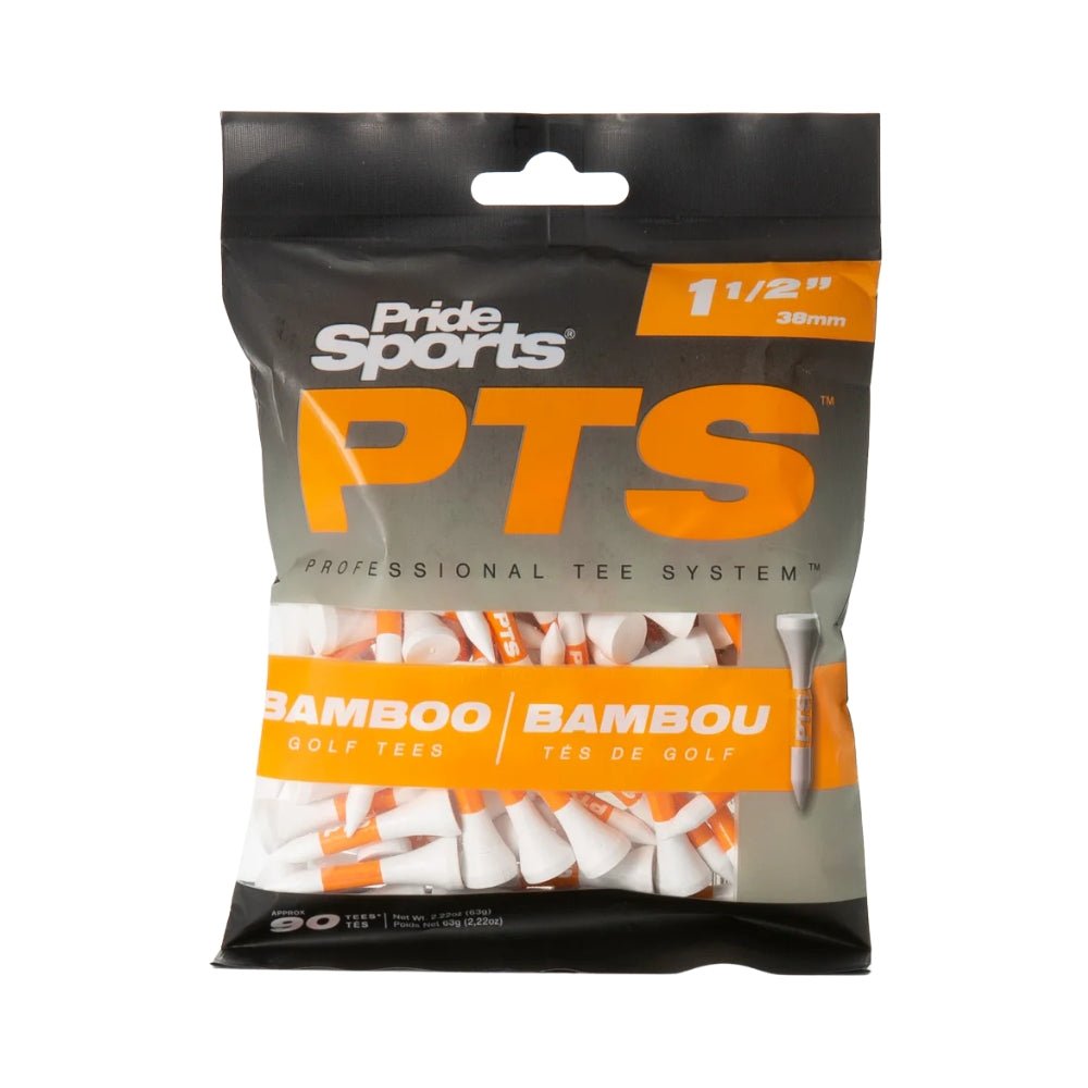 Pride PTS Bamboo 1 1/2" Golf Tees - Orange (90 Pack) - Pride Sports