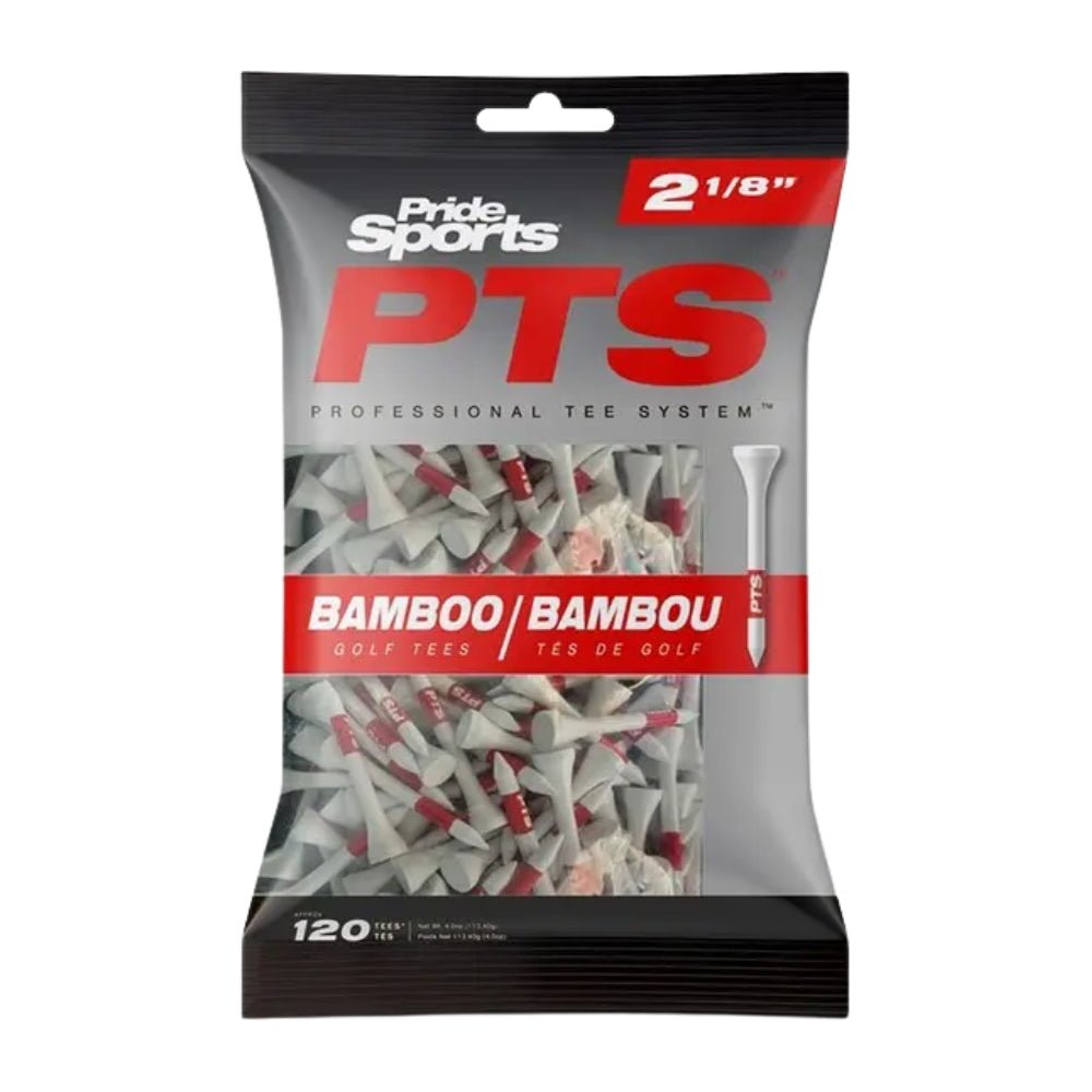 Pride PTS Bamboo 2 1/8" Golf Tees - Red (120 Pack) - Pride Sports