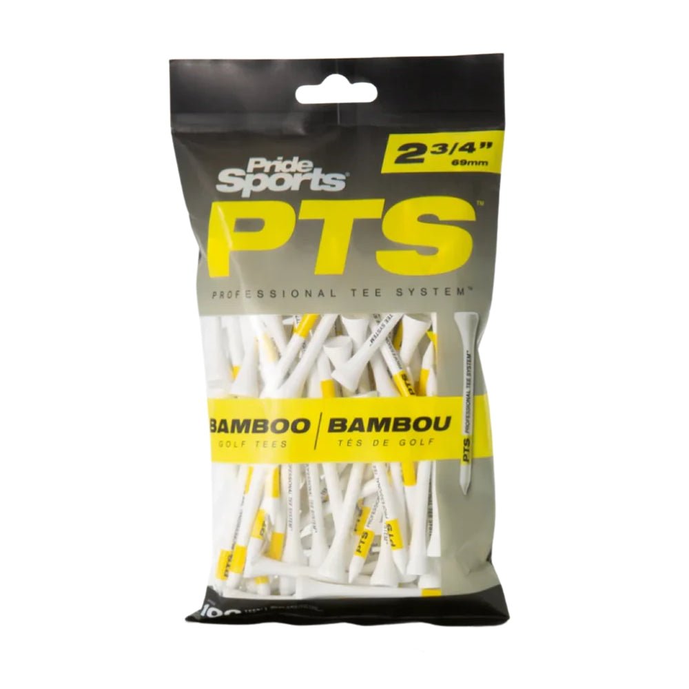 Pride PTS Bamboo 2 3/4" Golf Tees - Yellow (100 Pack) - Pride Sports