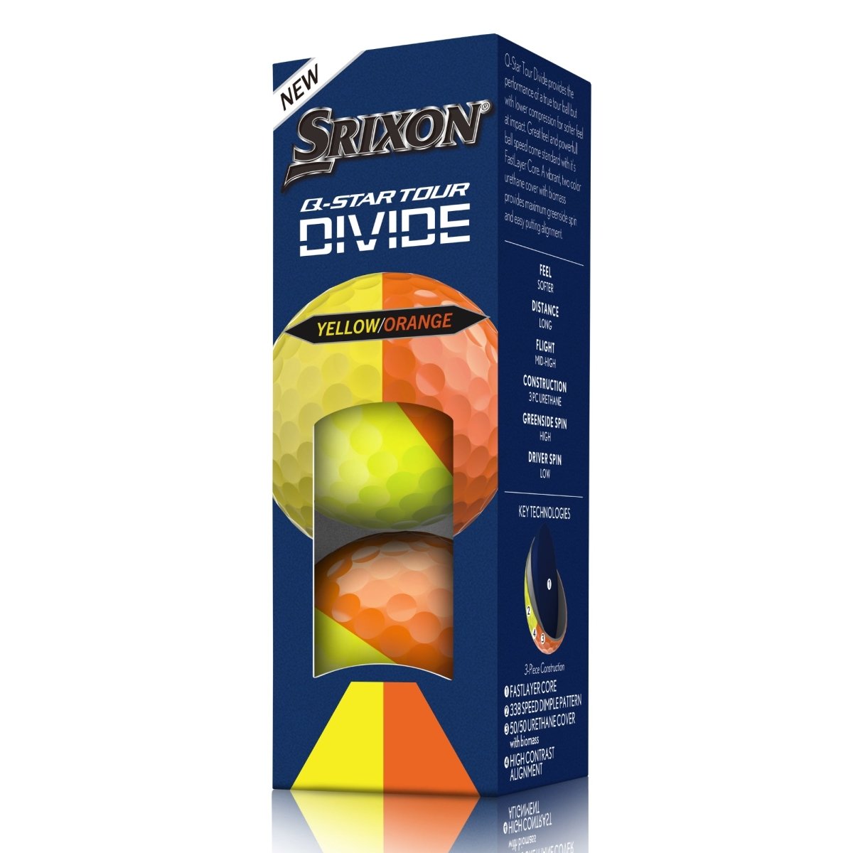 Srixon Q Star Tour Divide Yellow/Orange Golf Balls (3 Ball Sleeve) - Srixon