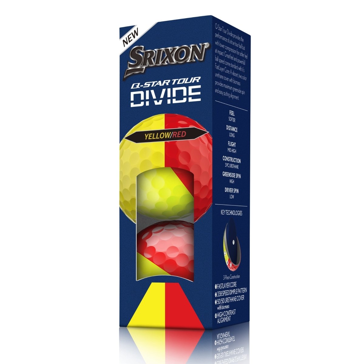 Srixon Q Star Tour Divide Yellow/Red Golf Balls (3 Ball Sleeve) - Srixon