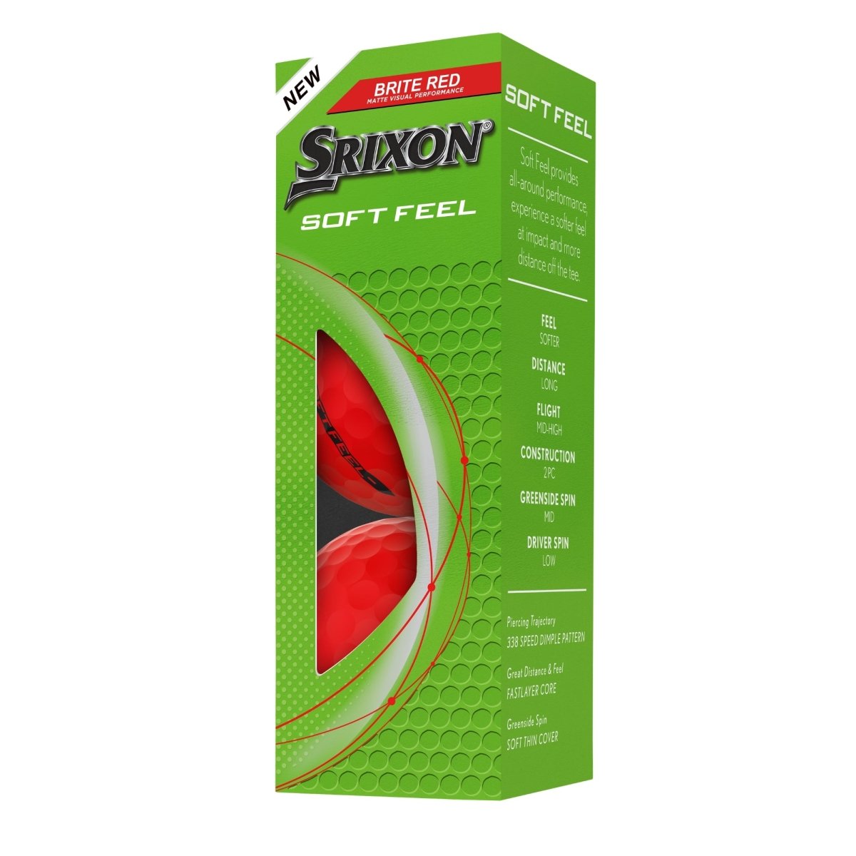 Srixon Soft Feel Brite Red Golf Balls (3 Ball Sleeve) - Srixon