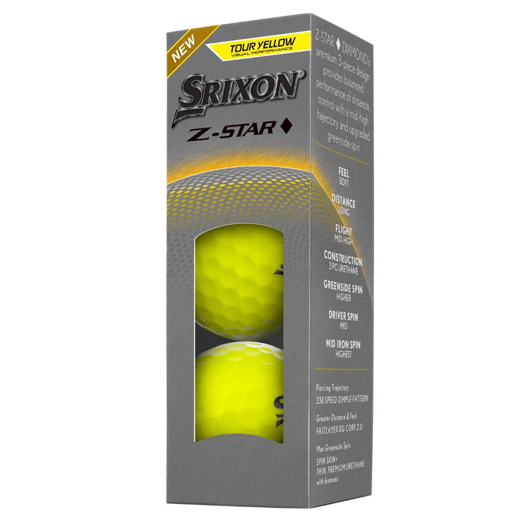 Srixon Z-Star Diamond Yellow Golf Balls (3 Ball Sleeve)