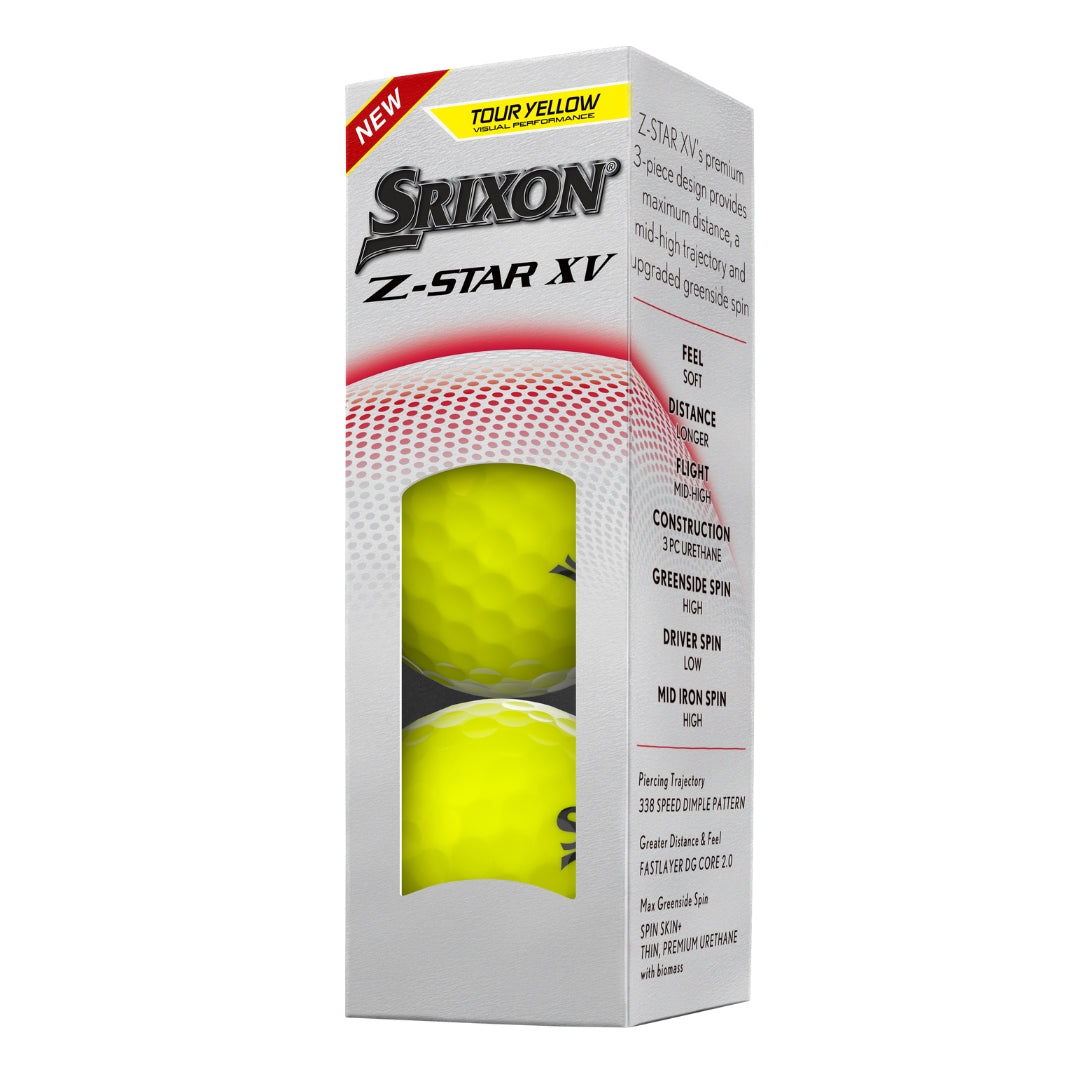 Srixon Z-Star XV 2025 Yellow Golf Balls (3 Ball Sleeve)