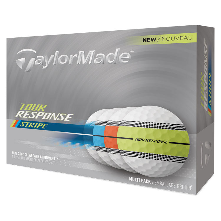 TaylorMade Tour Response Stripe Golf Balls - Neon Multi - 12 Pack