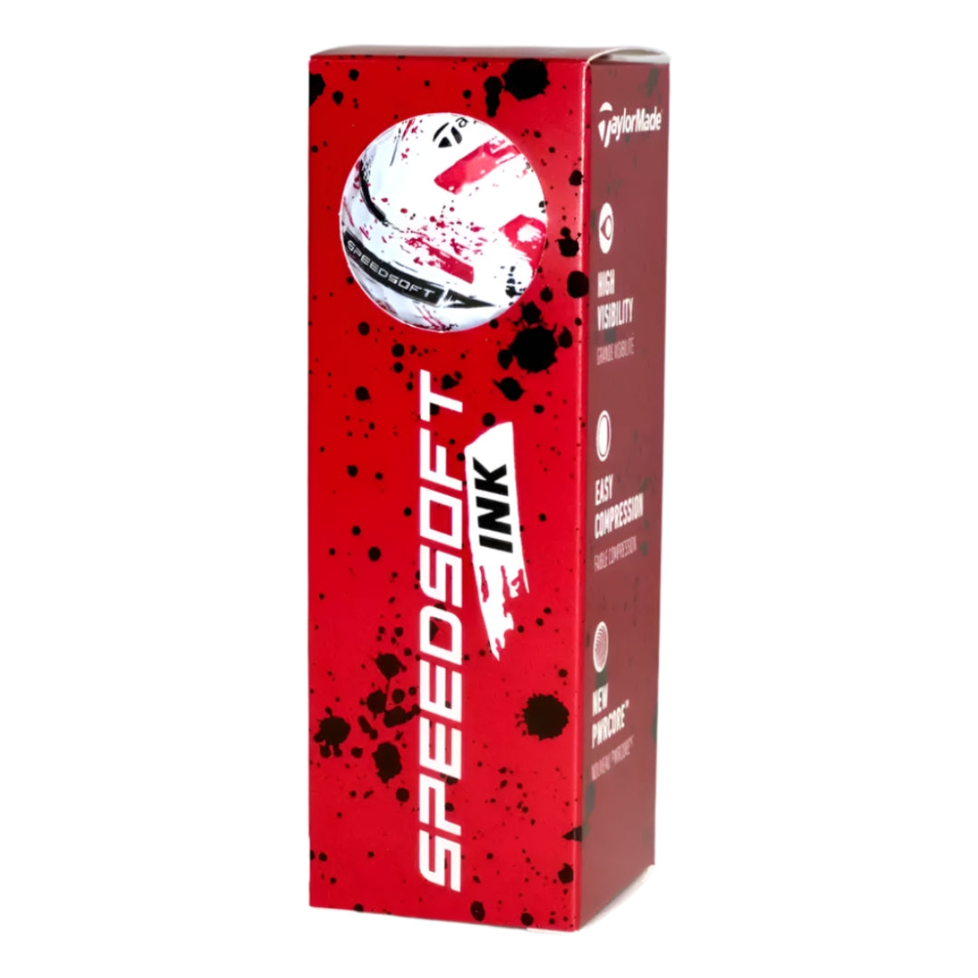 TaylorMade Speed Soft Ink Red Golf Balls (3 Ball Sleeve)