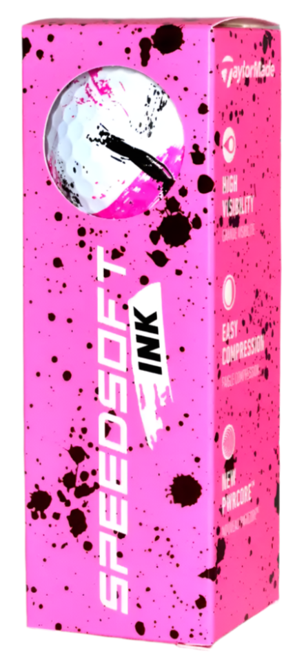 TaylorMade Speedsoft Ink Pink Golf Balls (3 Ball Sleeve)