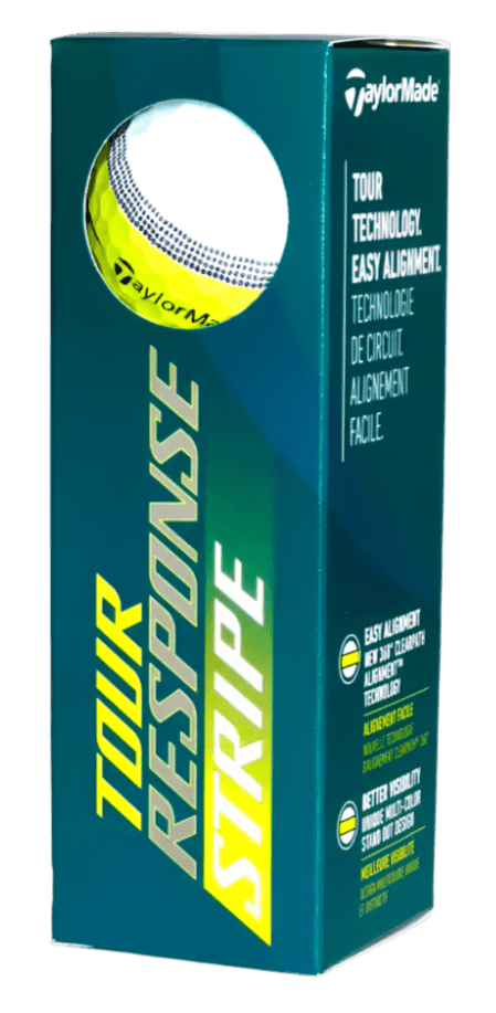 TaylorMade Tour Response Stripe Golf Balls Yellow (3 Ball Sleeve) - TaylorMade