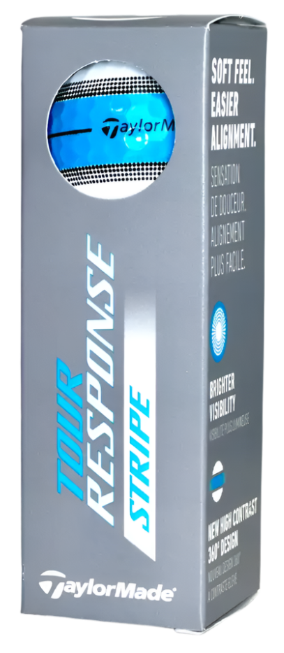 Taylormade Tour Resonse Stripe Neon Blue Golf Balls (3 Ball Sleeve)