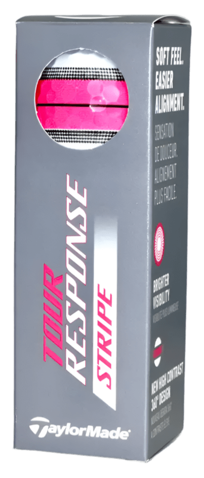 Taylormade Tour Resonse Stripe Neon Pink Golf Balls (3 Ball Sleeve) - TaylorMade