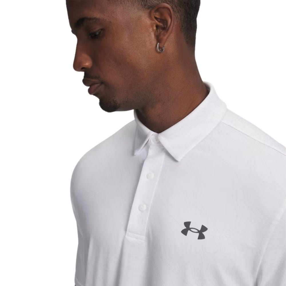 Under Armour Playoff 3.0 Printed Men's Polo - White / Distant Grey / Castlerock - Under Armour