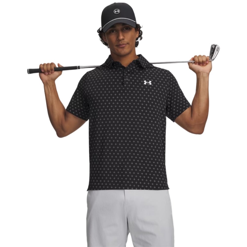Under Armour Playoff 3.0 Printed Men's Polo - Black / White - Under Armour