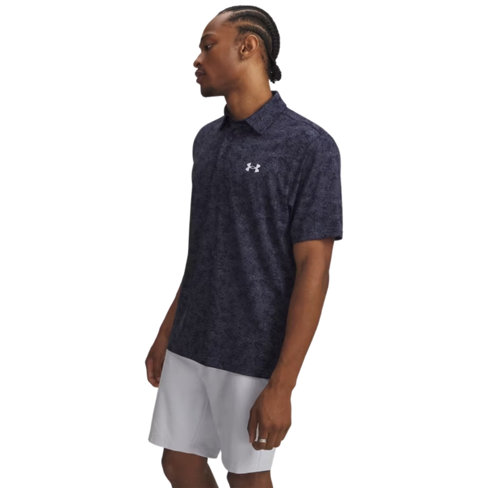 Under Armour Playoff 3.0 Printed Men's Polo - Midnight Navy / Downpour Grey / Halo Grey