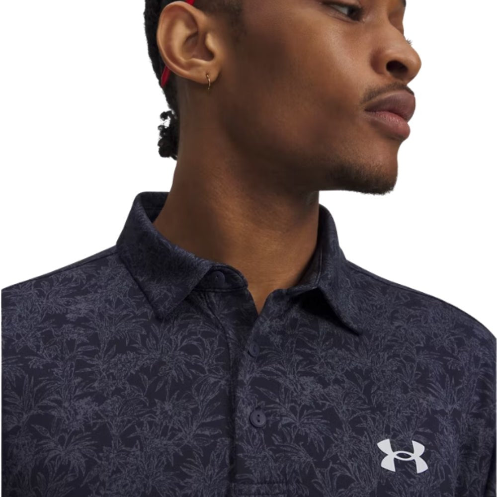 Under Armour Playoff 3.0 Printed Men's Polo - Midnight Navy / Downpour Grey / Halo Grey - Under Armour