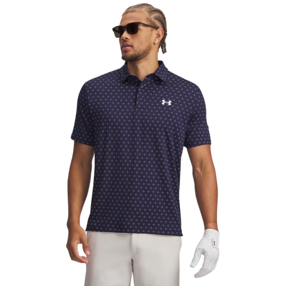 Under Armour Playoff 3.0 Printed Men's Polo - Midnight Navy / White - Under Armour