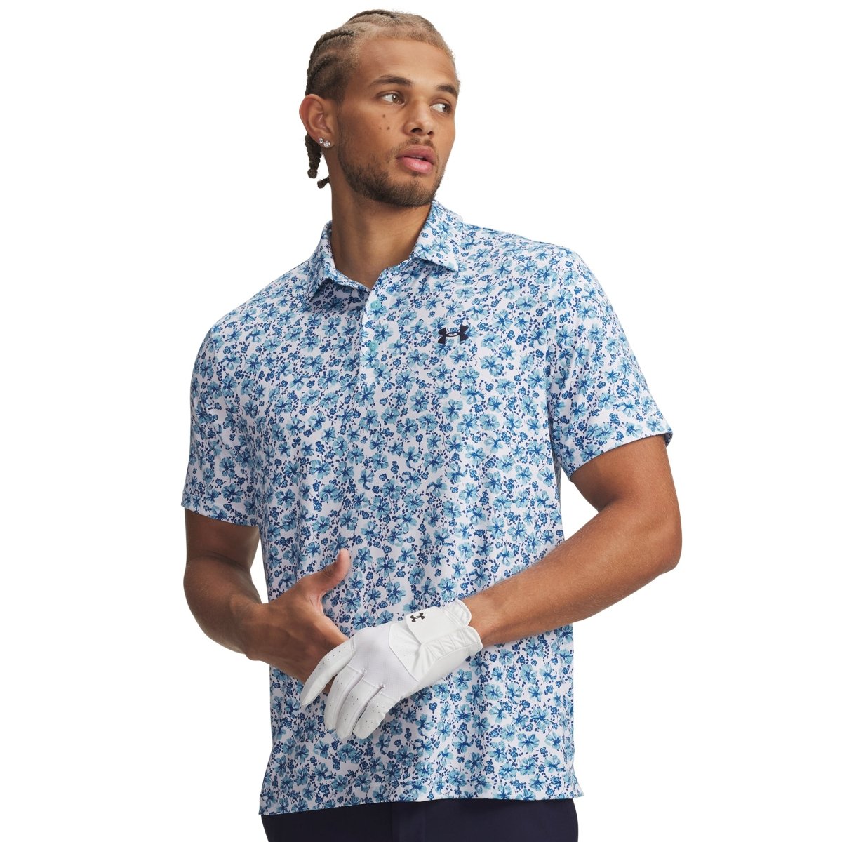 Under Armour Playoff 3.0 Printed Men's Polo - White / Varsity Blue / Midnight Navy - Under Armour
