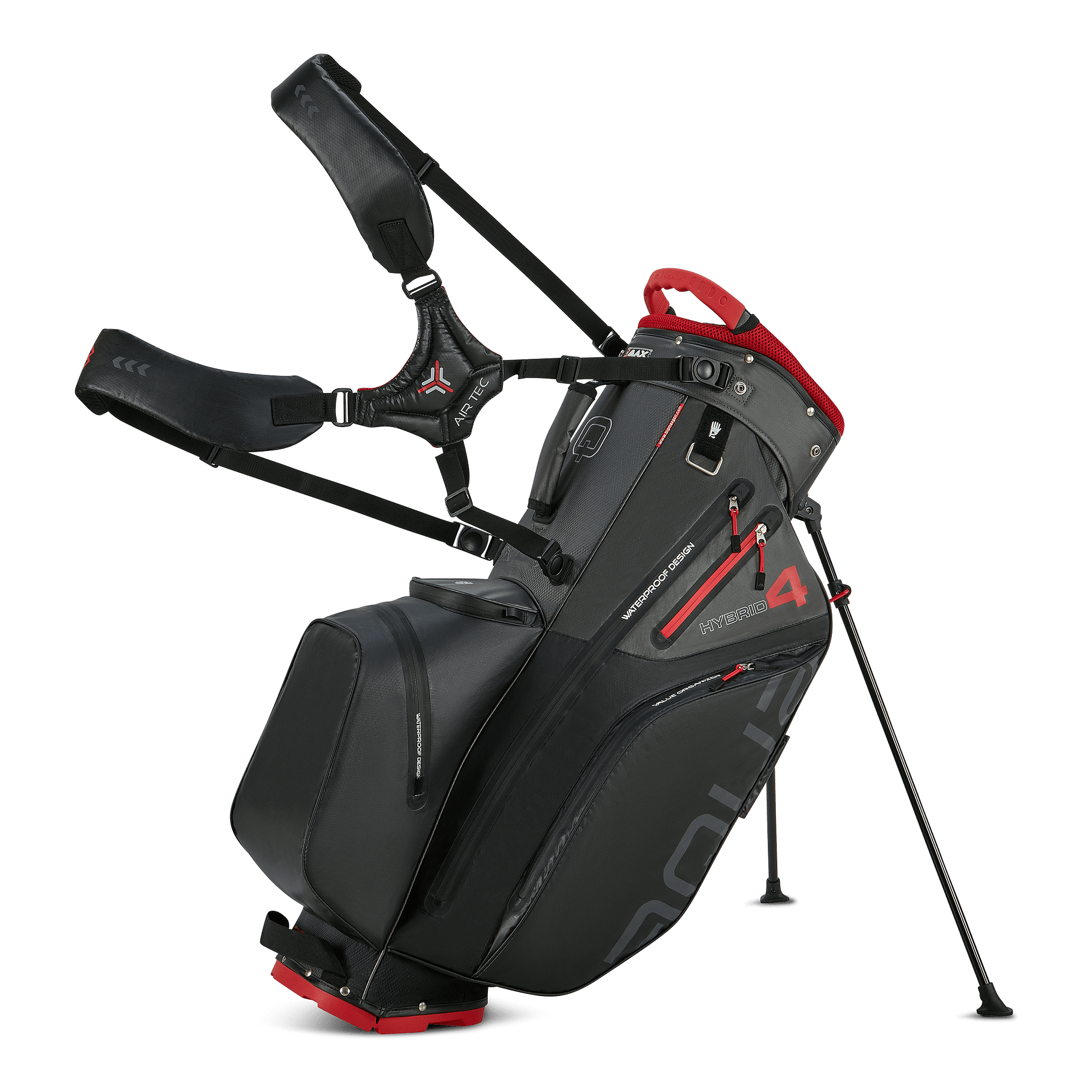 Big Max Aqua Hybrid 4 Golf Stand Bag - Black / Charcoal / Red