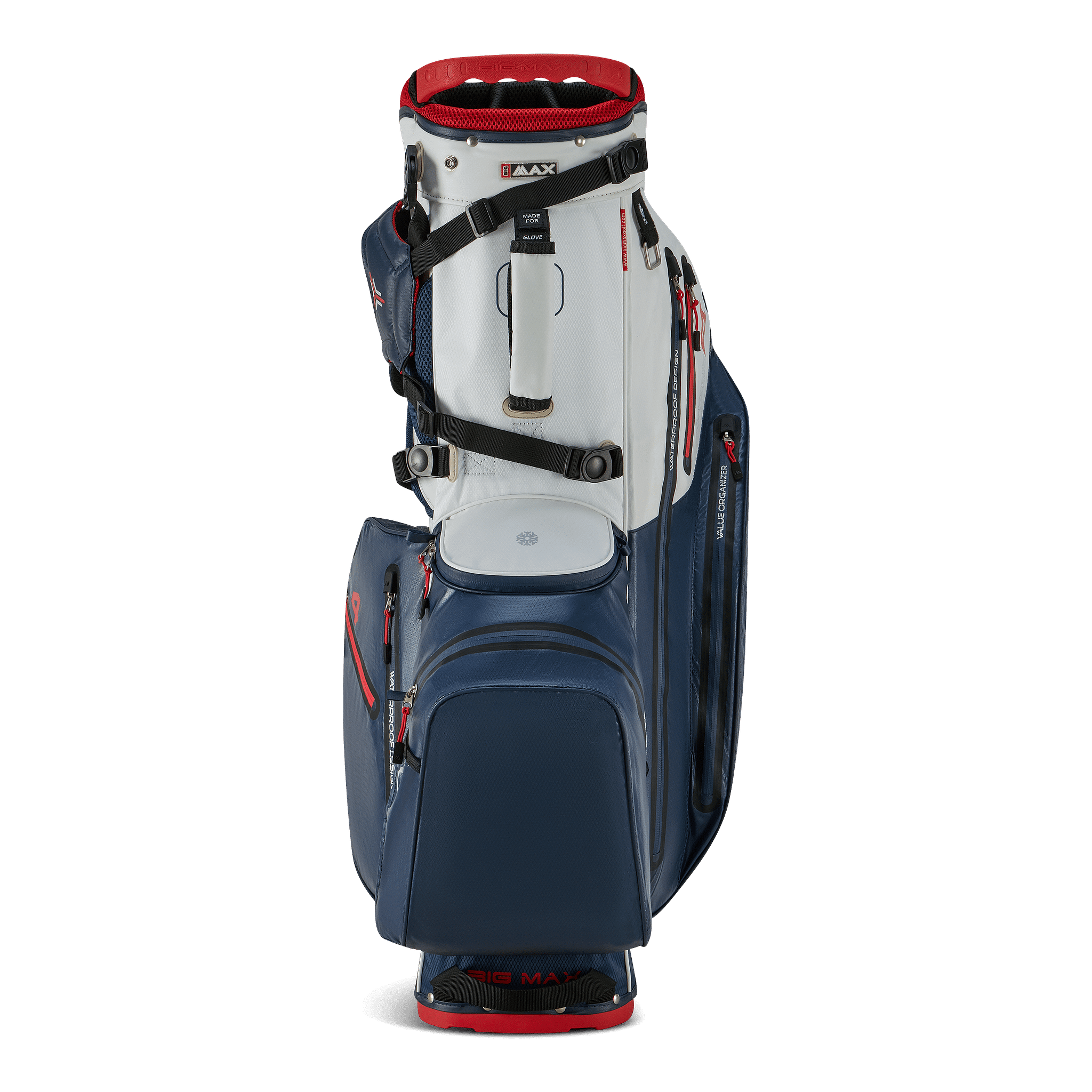 Big Max Aqua Hybrid 4 Golf Stand Bag - Navy / White / Red