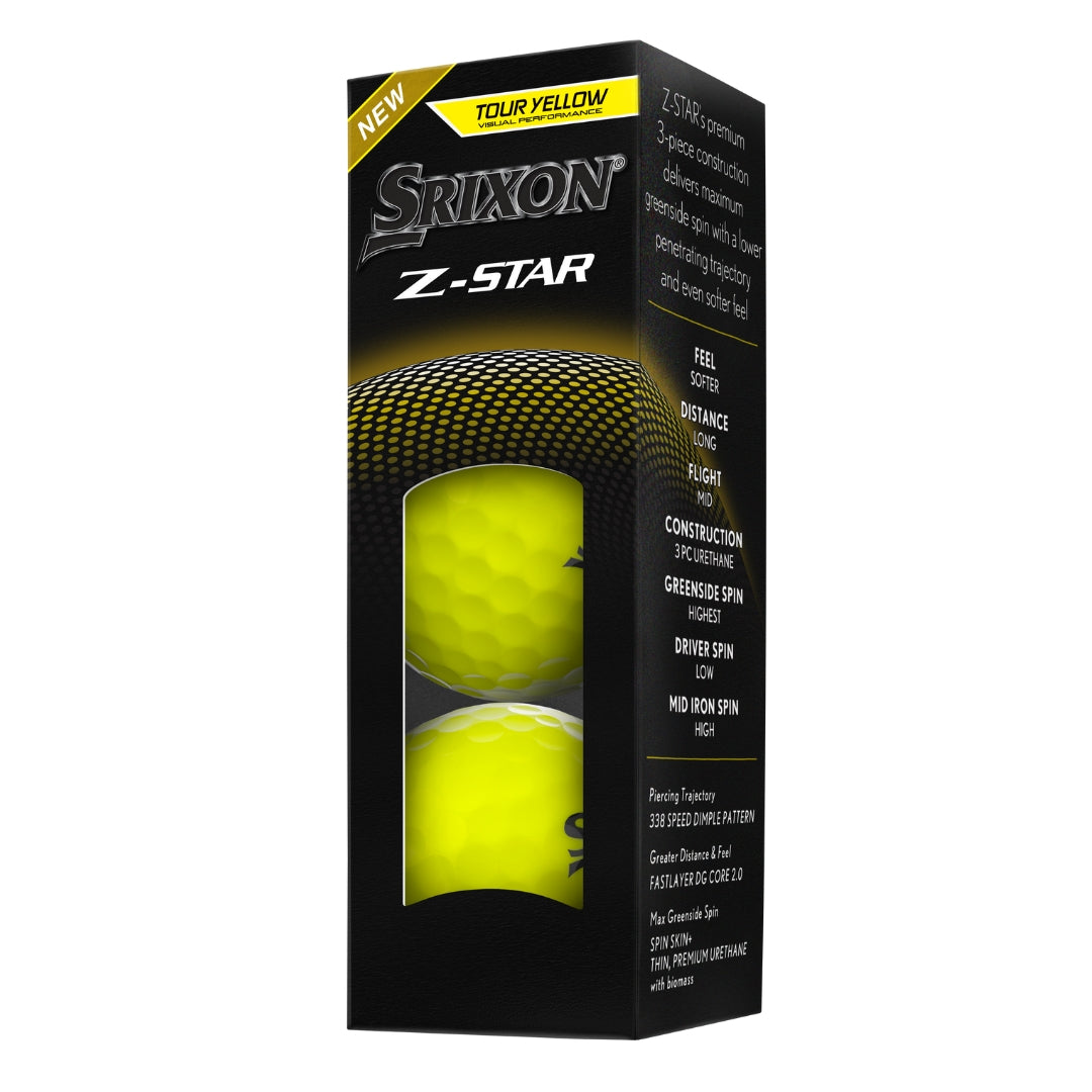 Srixon Z-Star 2025 Yellow Golf Balls (3 Ball Sleeve)